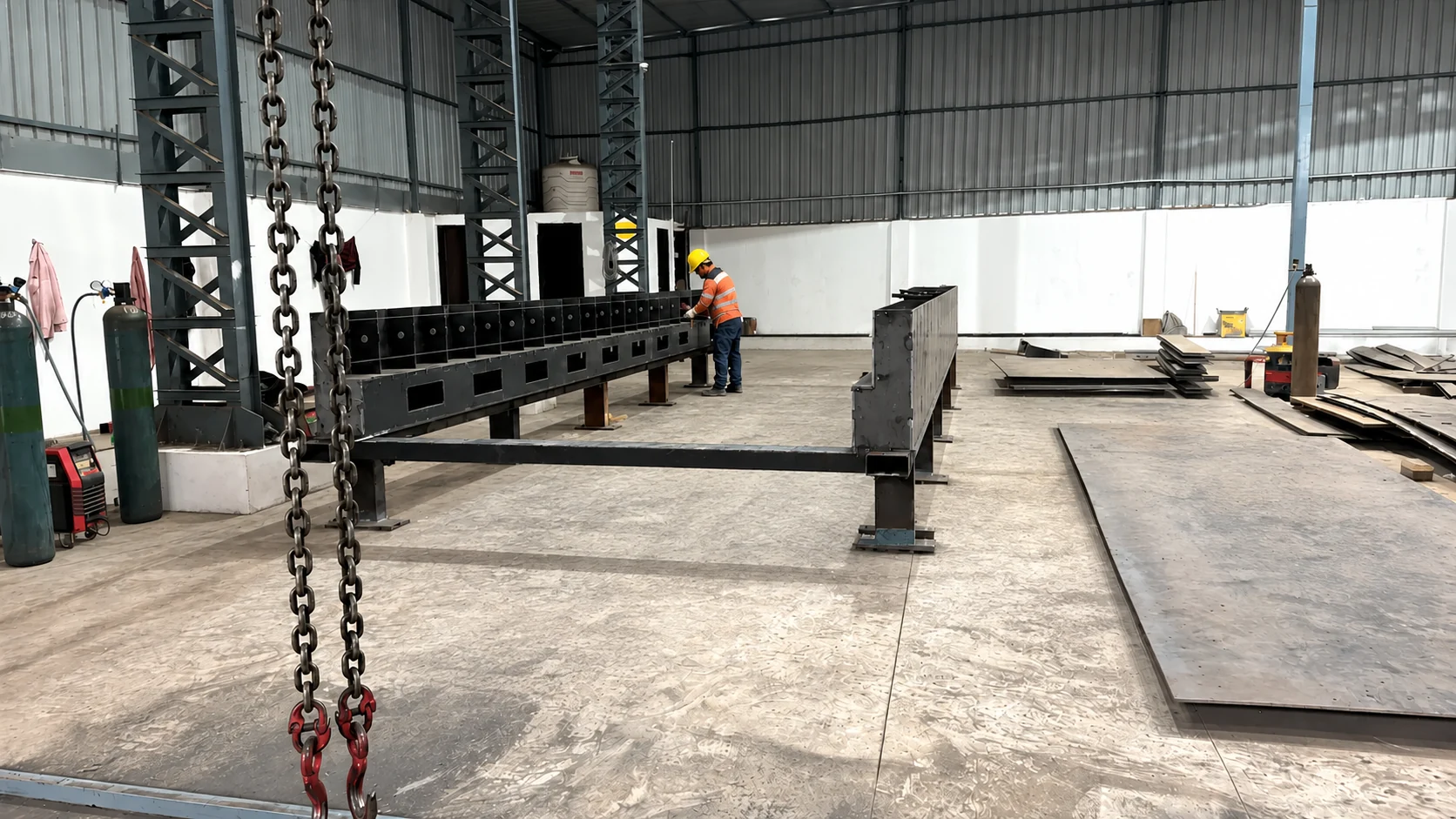 Heavy steel fit-up on the Naxos fabrication floor